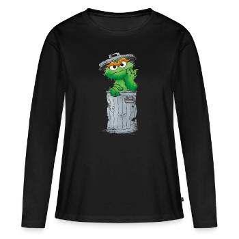 5 Rue Sésame Mordicus Poubelle - T-shirt manches longues Premium bio Femme - noir - Devant - Julia (174cm)