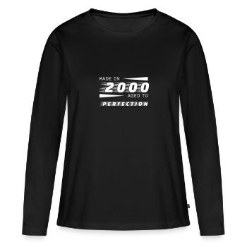 made in 2000 aged to Perfection - Frauen Premium Bio Langarmshirt - Schwarz - Vorne - Julia (174cm)