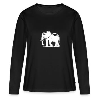 Grande silhouette d’éléphant avec défenses - T-shirt manches longues Premium bio Femme - noir - Devant - Julia (174cm)