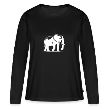 Portrait de silhouette d’éléphant avec défenses - T-shirt manches longues Premium bio Femme - noir - Devant - Julia (174cm)