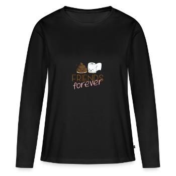 Amis Forever BFF amis copains toilettes toilettes - T-shirt manches longues Premium bio Femme - noir - Devant - Julia (174cm)
