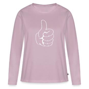 Thumbs up left - Women's Premium Organic Long Sleeve Shirt - dusky pink - Front - Julia (174cm)