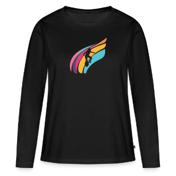 Einradfahren Pedal - Frauen Premium Bio Langarmshirt - Schwarz - Vorne - Julia (174cm)