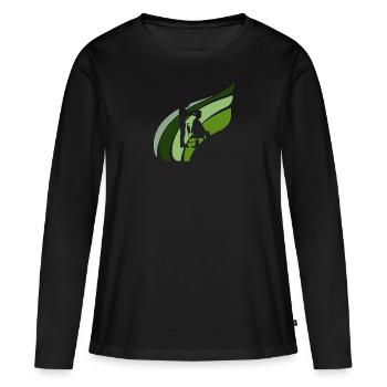 Coiffeur Ciseaux Peigne - T-shirt manches longues Premium bio Femme - noir - Devant - Julia (174cm)