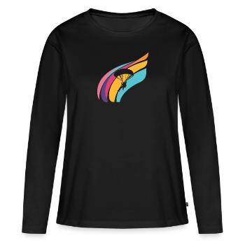 Fallschirmspringen Flugsport Gleitschirmfliegen - Frauen Premium Bio Langarmshirt - Schwarz - Vorne - Julia (174cm)