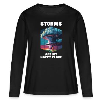 Tempête violente Tornade Ouragan Chasseur de tempête - T-shirt manches longues Premium bio Femme - noir - Devant - Julia (174cm)