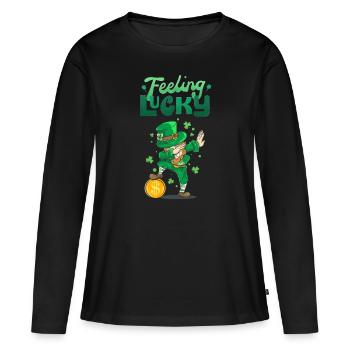 Fröhlichen St Patrick Tag. St. Patrick's Day! - Frauen Premium Bio Langarmshirt - Schwarz - Vorne - Julia (174cm)
