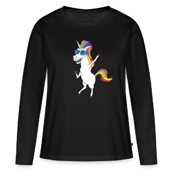 UNICORN LUNETTES DE SOLEIL - UNICORN AVEC LUNETTES DE SOLEIL - T-shirt manches longues Premium bio Femme - noir - Devant - Julia (174cm)