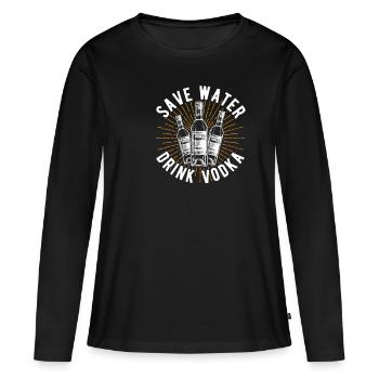 vodka - T-shirt manches longues Premium bio Femme - noir - Devant - Julia (174cm)