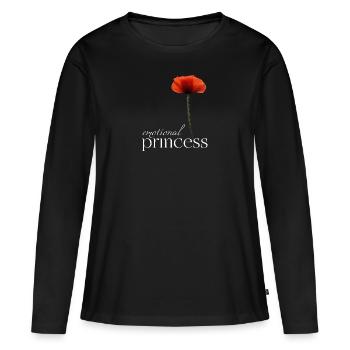 Coquelicot de "princesse émotionnelle" - T-shirt manches longues Premium bio Femme - noir - Devant - Julia (174cm)
