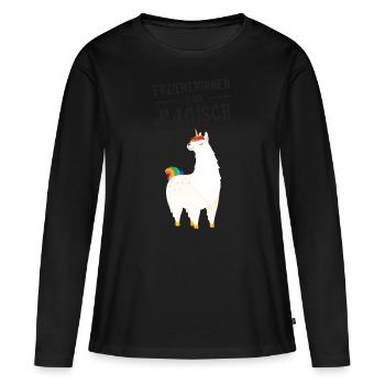 Erzieherinnen Sind Magisch - Lama Alpaka - Women's Premium Organic Long Sleeve Shirt - black - Front - Julia (174cm)
