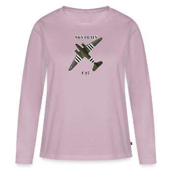 DOUGLAS C-47 - 2102 - T-shirt manches longues Premium bio Femme - rose poudré - Devant - Julia (174cm)