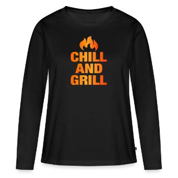 Chill Grill grillen Barbecue Flamme Grillsaison - Frauen Premium Bio Langarmshirt - Schwarz - Vorne - Julia (174cm)