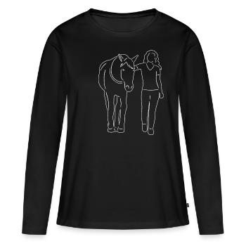 Reiterin Pferd Reiten Reiterin Geschenk Pferdelieb - Frauen Premium Bio Langarmshirt - Schwarz - Vorne - Julia (174cm)