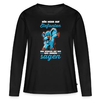Dickhäuter Rüsseltier Dabbing Elefant - Frauen Premium Bio Langarmshirt - Schwarz - Vorne - Julia (174cm)
