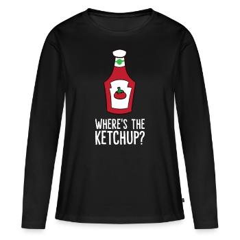 Ketchup - Où est le ketchup ? - T-shirt manches longues Premium bio Femme - noir - Devant - Julia (174cm)