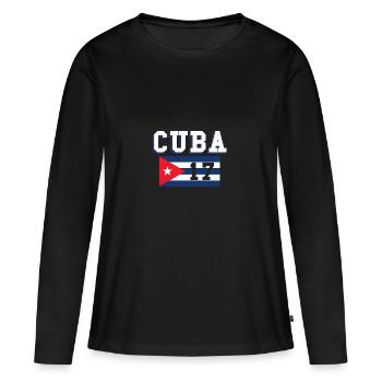2017 Cuba T-shirt cadeau Cuba Cuba La Havane - T-shirt manches longues Premium bio Femme - noir - Devant - Julia (174cm)