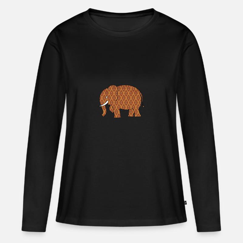 Elefant - Frauen Premium Bio Langarmshirt - Schwarz