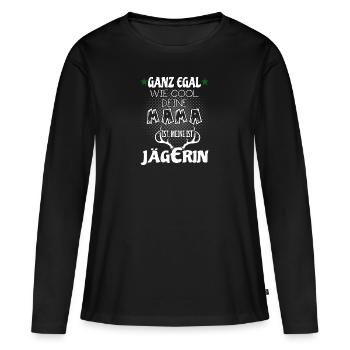 Kinder T-Shirt - Meine Mama ist Jägerin - Frauen Premium Bio Langarmshirt - Schwarz - Vorne - Julia (174cm)