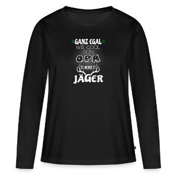 Kinder T-Shirt - Mein cooler Opa ist Jäger - Frauen Premium Bio Langarmshirt - Schwarz - Vorne - Julia (174cm)