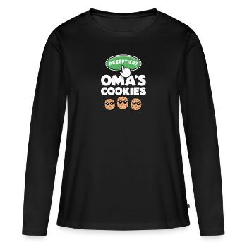 Omas Cookies Akzeptiert Lustiger Spruch Oma - Frauen Premium Bio Langarmshirt - Schwarz - Vorne - Julia (174cm)