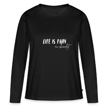 La vie, c’est pain au chocolat. La vie, c’est du chocolat - T-shirt manches longues Premium bio Femme - noir - Devant - Julia (174cm)