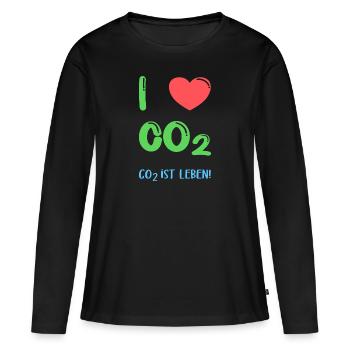 I Love Co2 - Frauen Premium Bio Langarmshirt - Schwarz - Vorne - Julia (174cm)
