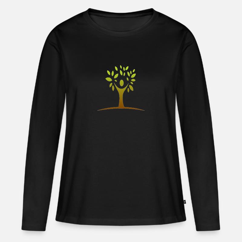 Baum / Tree - Frauen Premium Bio Langarmshirt - Schwarz