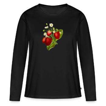 fraises Illustration - T-shirt manches longues Premium bio Femme - noir - Devant - Julia (174cm)