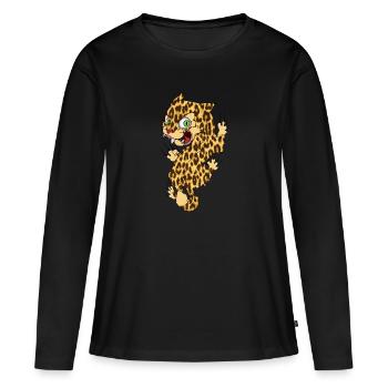 Léopard safari savane Afrique - T-shirt manches longues Premium bio Femme - noir - Devant - Julia (174cm)