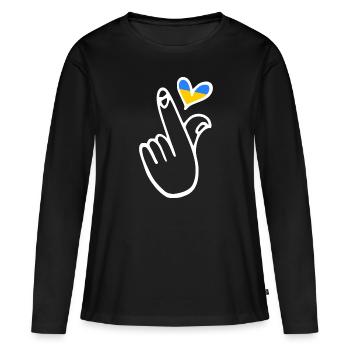 Ukraine - T-shirt manches longues Premium bio Femme - noir - Devant - Julia (174cm)