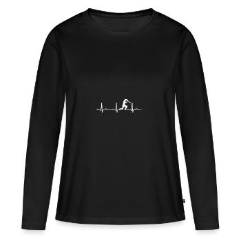 ECG HEARTBEAT SWORD FIGHTERS Blanc - T-shirt manches longues Premium bio Femme - noir - Devant - Julia (174cm)