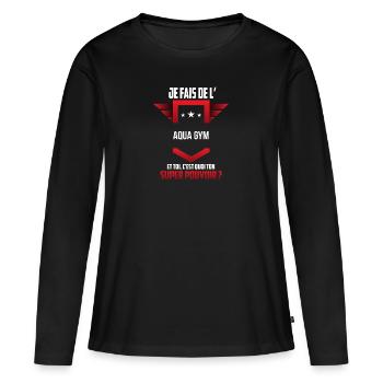 Aqua gym - T-shirt manches longues Premium bio Femme - noir - Devant - Julia (174cm)