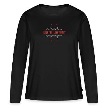 Je t’aime, je ne t’aime pas - T-shirt manches longues Premium bio Femme - noir - Devant - Julia (174cm)