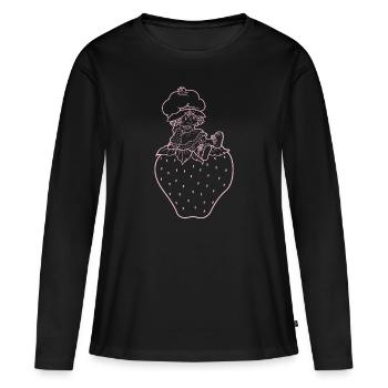 Charlotte Aux Fraises Sur Une Fraise En Rose - T-shirt manches longues Premium bio Femme - noir - Devant - Julia (174cm)