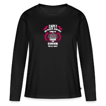 Königin aus GERMERING - Frauen Premium Bio Langarmshirt - Schwarz - Vorne - Julia (174cm)