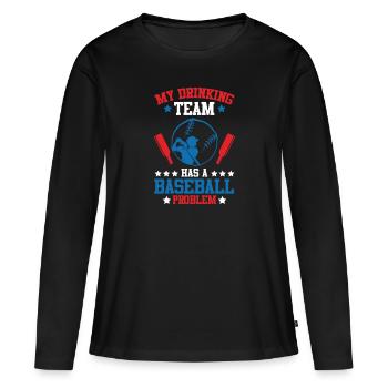 Équipe de baseball sur l’alcool - T-shirt manches longues Premium bio Femme - noir - Devant - Julia (174cm)