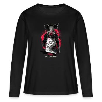 Pig Butcher Chicken Slaughterhouse - Women's Premium Organic Long Sleeve Shirt - black - Front - Julia (174cm)