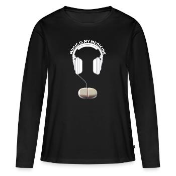 Music is my Medicine - Music Themed Design - Frauen Premium Bio Langarmshirt - Schwarz - Vorne - Julia (174cm)