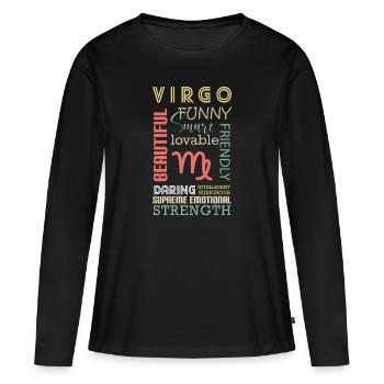 Horoscope Élément Planète - T-shirt manches longues Premium bio Femme - noir - Devant - Julia (174cm)