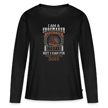 Cobbler Profession Bottes Cuir - T-shirt manches longues Premium bio Femme - noir - Devant - Julia (174cm)