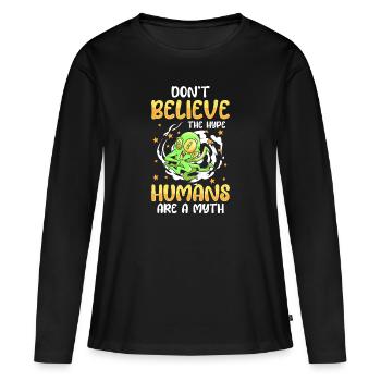 Alien Spaceship Extraterrestrial Aliens - T-shirt manches longues Premium bio Femme - noir - Devant - Julia (174cm)