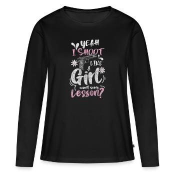 Gun Lover Pistol Sport War - T-shirt manches longues Premium bio Femme - noir - Devant - Julia (174cm)