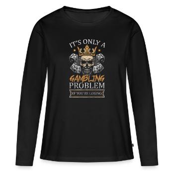 Joueur Casino Poker Face Full House - T-shirt manches longues Premium bio Femme - noir - Devant - Julia (174cm)