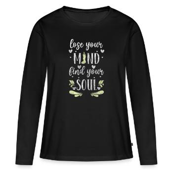 Yoga Illumination Pleine conscience Om - T-shirt manches longues Premium bio Femme - noir - Devant - Julia (174cm)