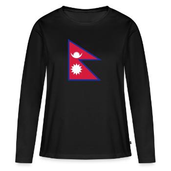 Nationalflagge von Nepal - Frauen Premium Bio Langarmshirt - Schwarz - Vorne - Julia (174cm)