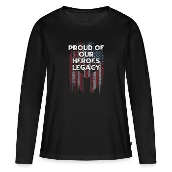 Stolz auf das Vermächtnis unserer Helden American Veterans Day - Frauen Premium Bio Langarmshirt - Schwarz - Vorne - Julia (174cm)