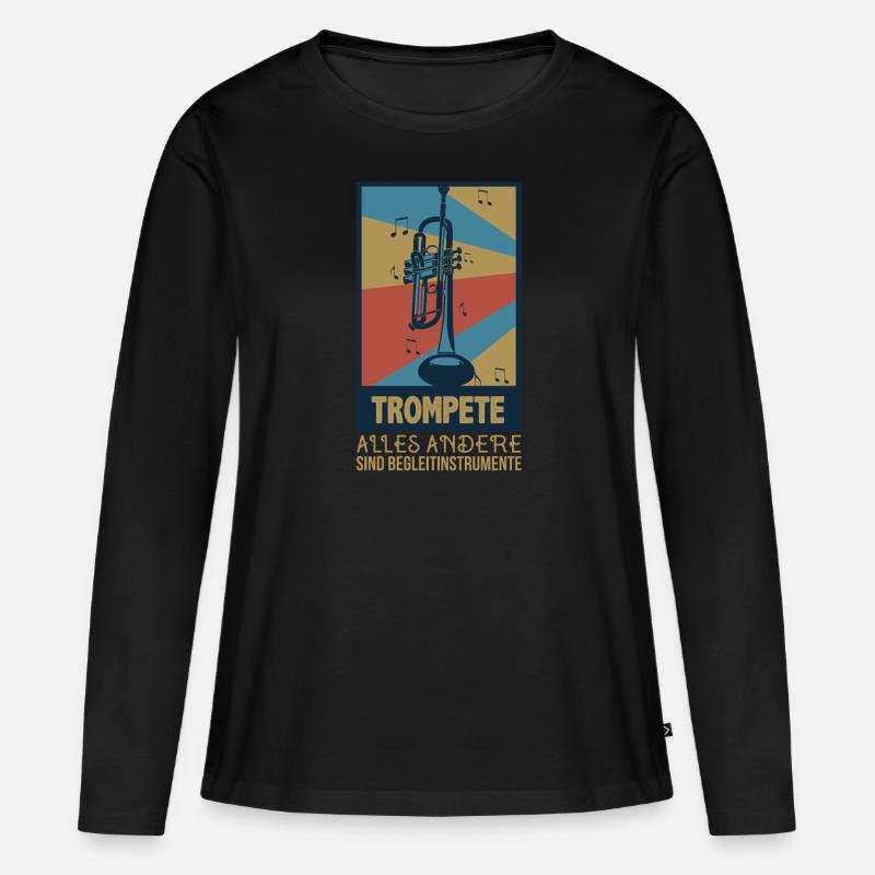Trompeter Geschenkidee Blasmusiker Trompete - Frauen Premium Bio Langarmshirt - Schwarz