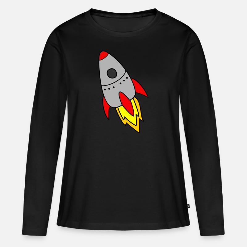 Rakete - Frauen Premium Bio Langarmshirt - Schwarz