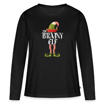 Brainy ELF famille correspondant à Noël - T-shirt manches longues Premium bio Femme - noir - Devant - Julia (174cm)